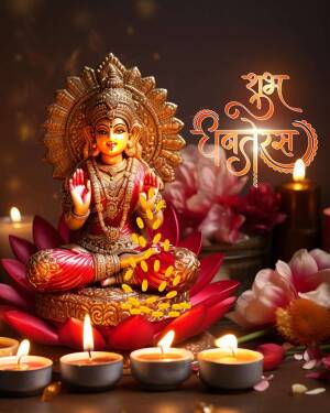 Goddess Lakshmi idol with Diwali decorations