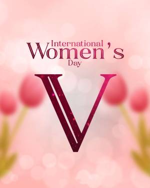 International Women's Day graphic with text and tulips