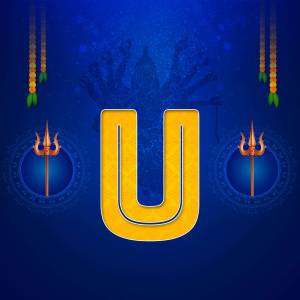Letter U with Dussehra themed decorations