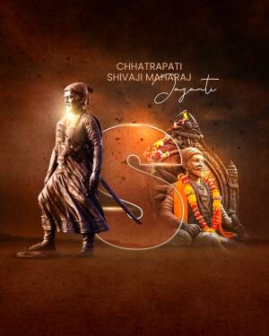 Image depicting Chhatrapati Shivaji Maharaj Jayanti celebration with a statue and portrait.