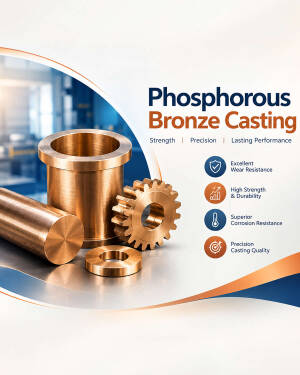 A collection of industrial Phosphorous Bronze casting components including bushings and gears