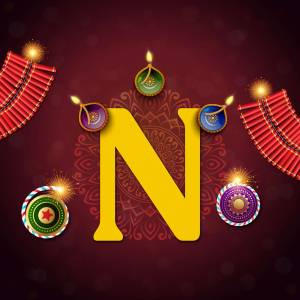 Letter N with Diwali decorations