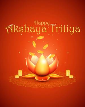 Akshaya Tritiya festive greeting with lotus and gold coins