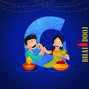 Illustration of a brother and sister celebrating Bhai Dooj