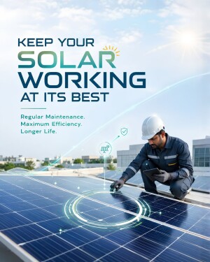 A technician inspecting solar panels on a roof for maintenance purposes