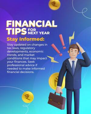 Illustration of a businessman with financial tips and coins