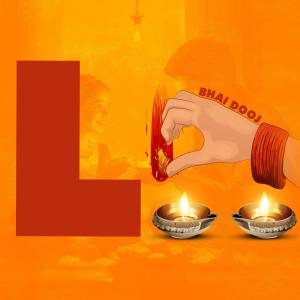 Illustration of a hand performing the Bhai Dooj ritual with a lit diya and a brother in the background.