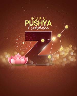 Festive graphic for Guru Pushya Nakshatra