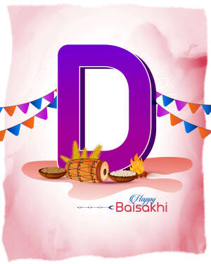 Letter D with Baisakhi decorations
