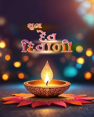 Diwali lamp with blurred lights in the background