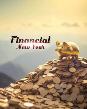 Financial New Year - Golden Pig On Coins Image For WhatsApp