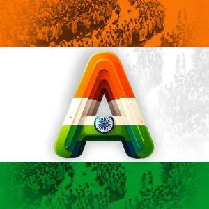 Letter A designed with the colors of the Indian national flag