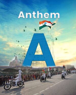 Republic Day parade in India with the Indian flag and a large letter 'A'