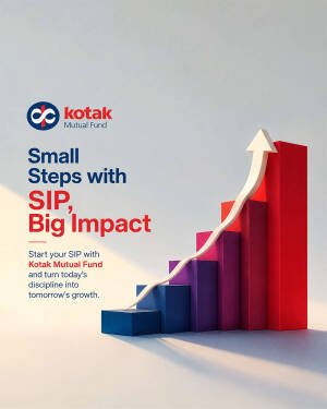 Kotak Mutual Fund chart representing growth with the text Small Steps with SIP Big Impact
