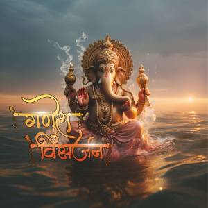 Image of Lord Ganesha during Visarjan (immersion) ceremony