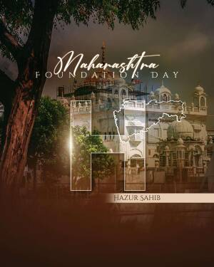 Maharashtra Foundation Day graphic with Hazur Sahib Gurudwara