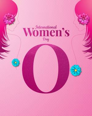 International Women's Day graphic with silhouettes and floral elements