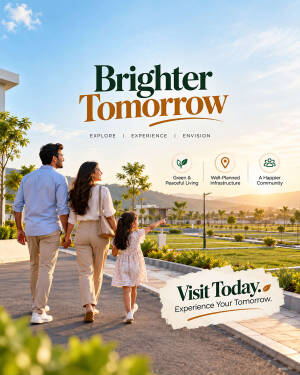A family walking in a beautifully planned, green suburban neighborhood at sunset