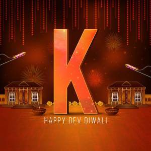 Letter K with Diwali decorations and fireworks
