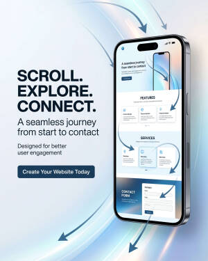 A high-quality smartphone displaying a modern, user-friendly website layout with text highlighting seamless user engagement and a call-to-action button.