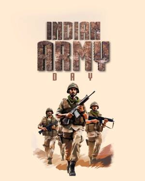 Indian Army Day celebration poster with soldiers
