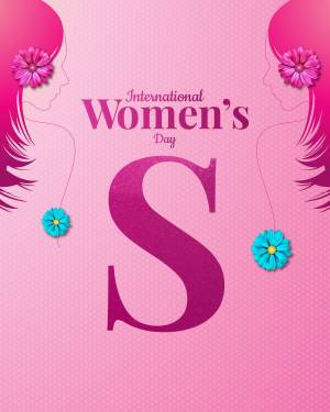 International Women's Day graphic with silhouettes and floral accents