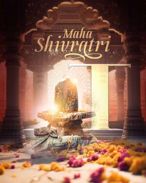 Maha Shivaratri festival image with a Shiv Lingam and temple backdrop