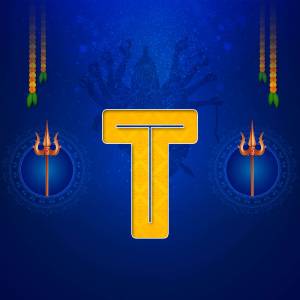 Teej festival greeting with letter T and traditional decorations