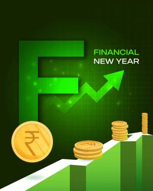Illustration depicting financial growth with a large 'F', rising graph, and coins.