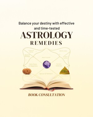 Image of an open book with astrological symbols and remedies, promoting astrology consultations.