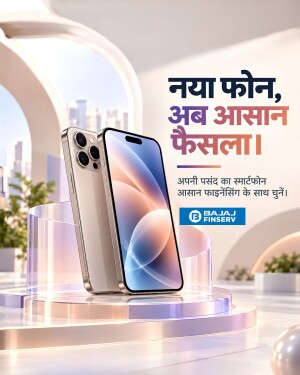 Bajaj Finserv smartphone financing promotion with an iPhone display