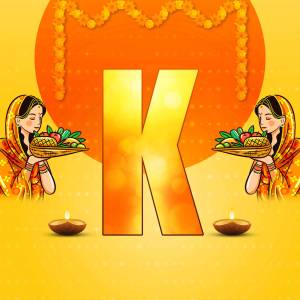 Karwa Chauth celebration with letter K and traditional decorations