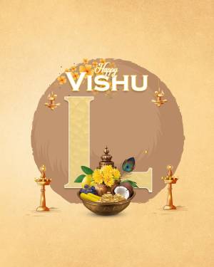 Vishu festival greeting with traditional elements