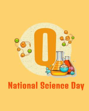 Illustration for National Science Day featuring science equipment and a large number zero.