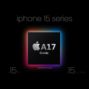 Close-up of the Apple A17 Bionic chip for the iPhone 15 series