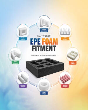 Various types of EPE foam packaging fitments for protective shipping
