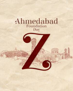 Ahmedabad Foundation Day celebration graphic with the letter Z and city skyline