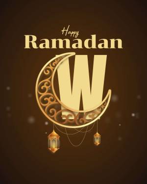 Ramadan Kareem illustration with crescent moon and lanterns