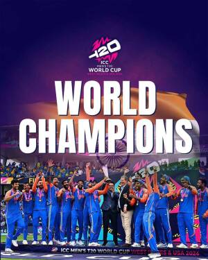 Celebration of the ICC Men's T20 World Cup 2024 Champions