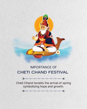 Illustration of Lord Jhulelal on a fish, celebrating Cheti Chand