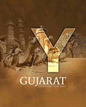 Letter Y with Gujarat landmarks and camels