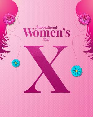 International Women's Day graphic with silhouettes and a large 'X'