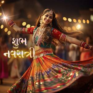 Woman performing Garba dance during Navratri festival