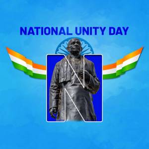 Image depicting Sardar Vallabhbhai Patel with Indian flags for National Unity Day