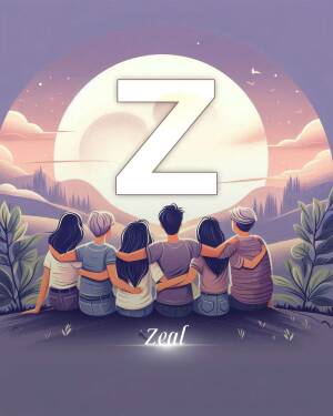 Group of people silhouetted against a large moon with the letter Z