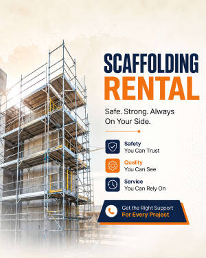 Construction site with professional metal scaffolding rental for safe building projects