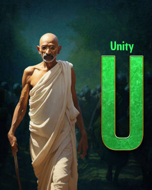 Mahatma Gandhi With Unity Symbol Advertisement For Instagram