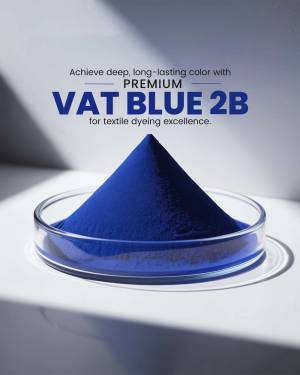 Close-up of Vat Blue 2B dye powder in a petri dish