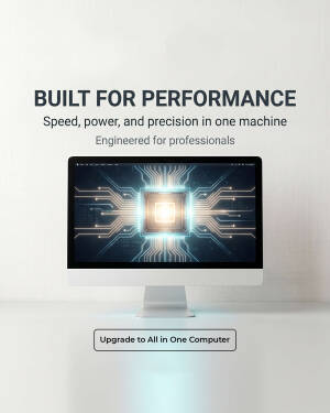 High-performance all-in-one desktop computer for professionals displaying a futuristic CPU circuit diagram