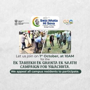 Image promoting the Swachhta Hi Seva campaign with people cleaning a roadside.